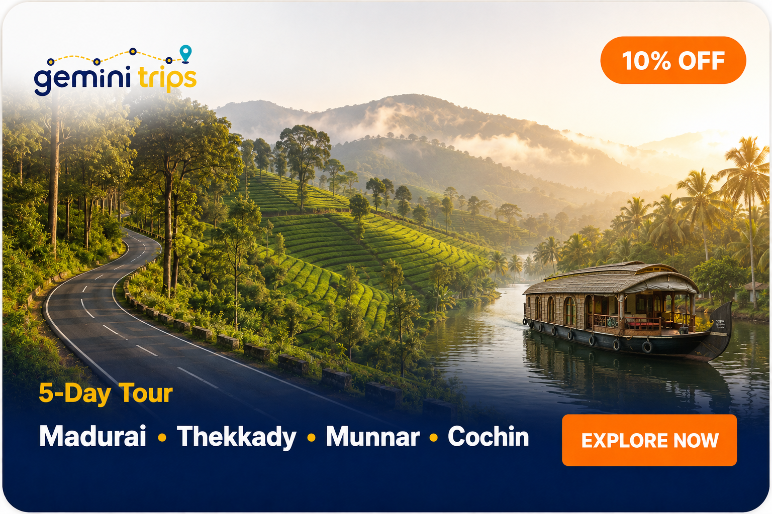 Madurai - Thekkady - Munnar - Cochin