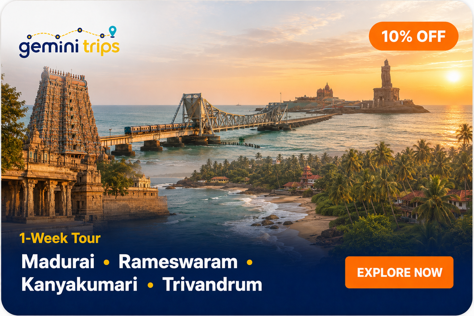 Madurai - Rameswaram - Kanyakumari - Trivandrum