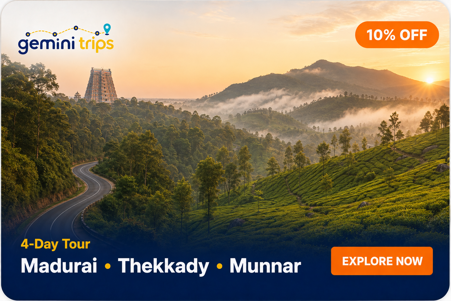 Madurai - Thekkady - Munnar